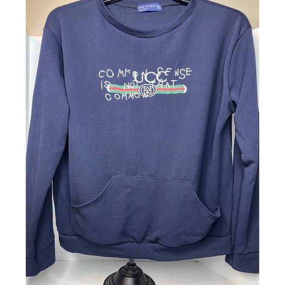 Common sense is not that common, ZARA, Woman, Med., Navy, Pullover, Long-sleeves - Picture 2 of 14